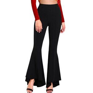 Black Tiered Flared Pull On High Rise Pants Sz M​​​​​